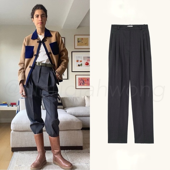 EMI MESS Avit Wool Satin High Waist Pants in Gris Gray - Picture 4 of 10